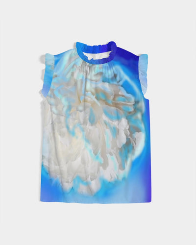 Blue Women's Ruffle Sleeve Top