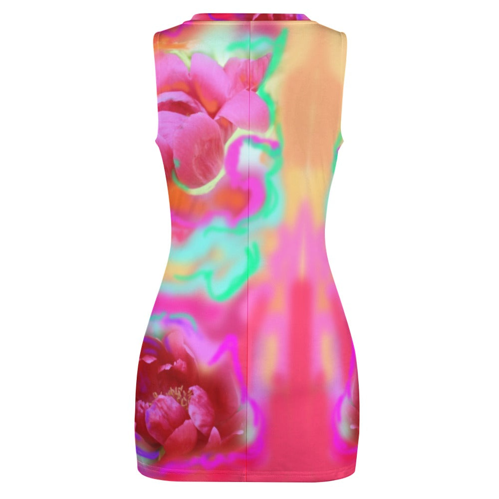 Red/Pink and Teal Floral