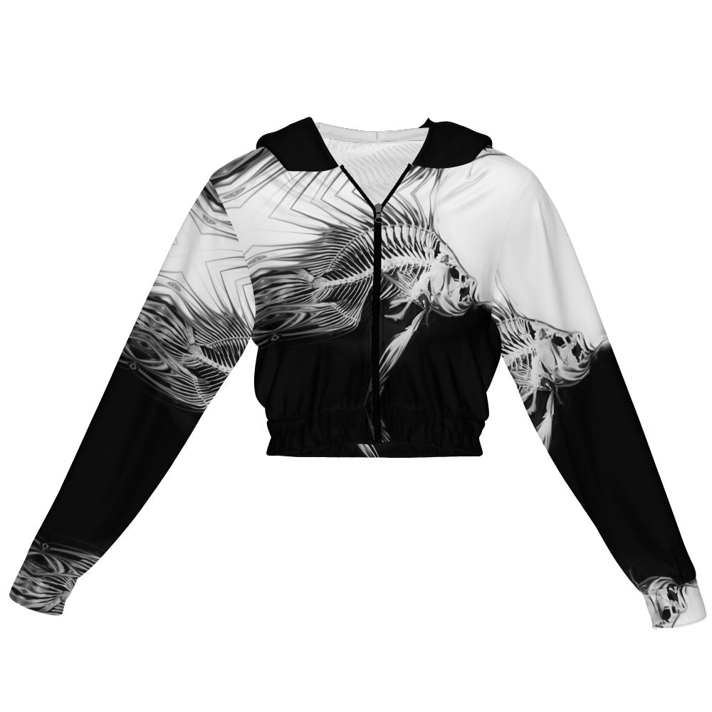 Women's Chiffon Cropped Jacket zipper coat