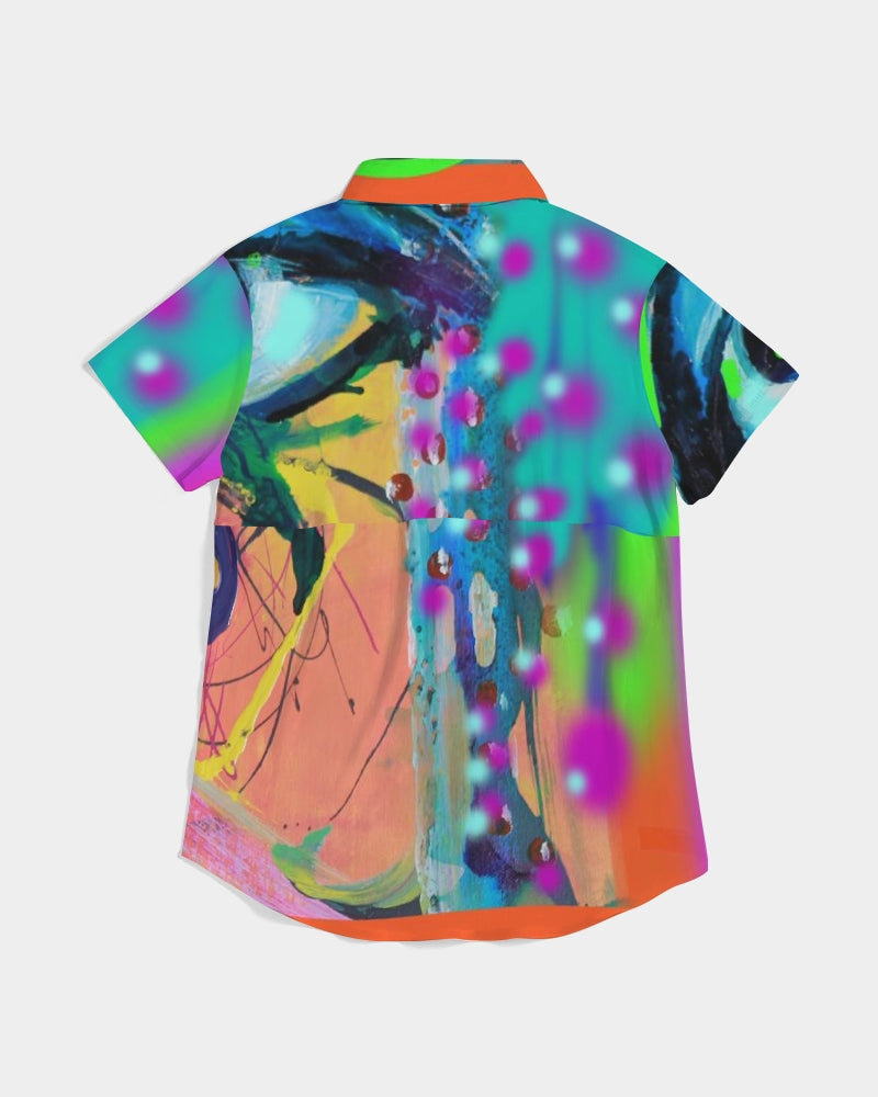 Eye Abstraction Women's Short Sleeve Button Up