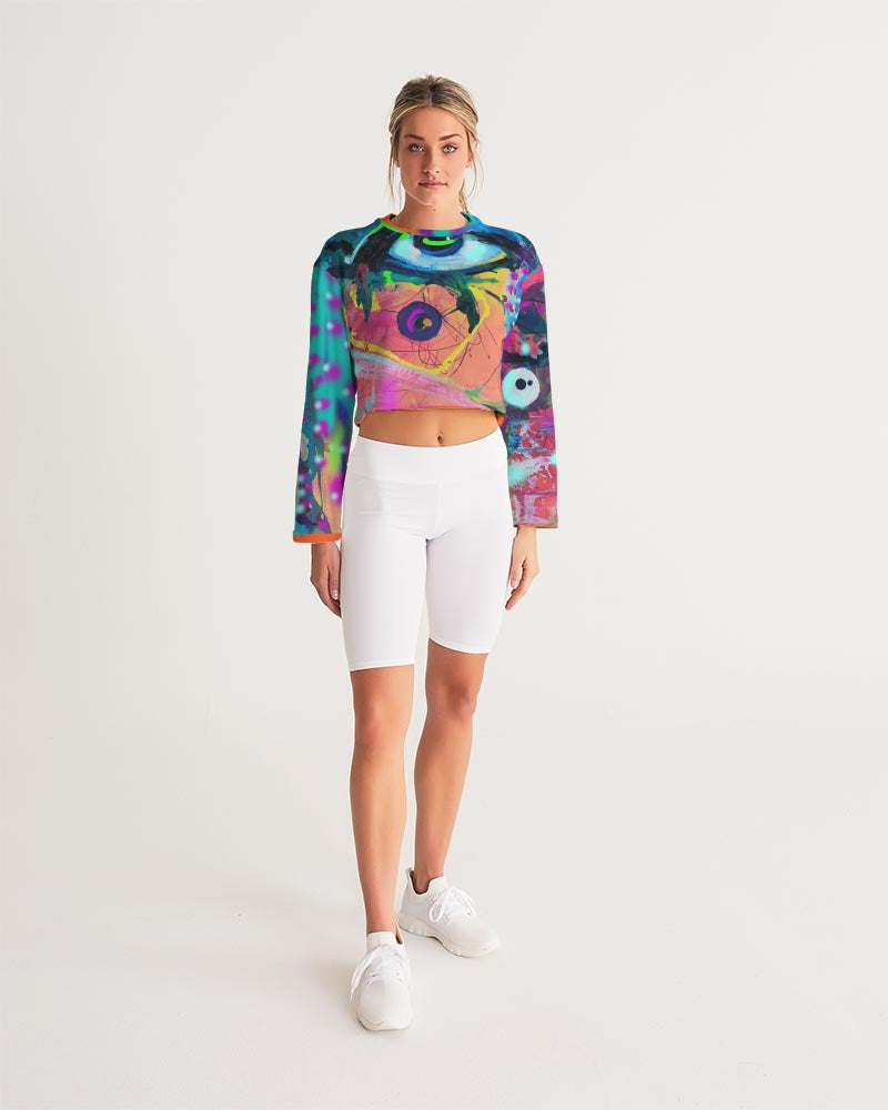 Eye Abstraction Women's All-Over Print Cropped Sweatshirt