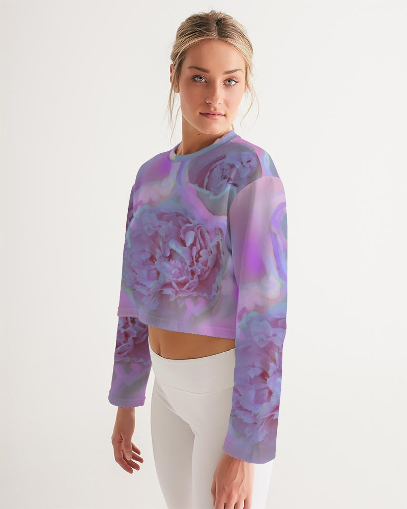 Peony Floral Women's All-Over Print Cropped Sweatshirt