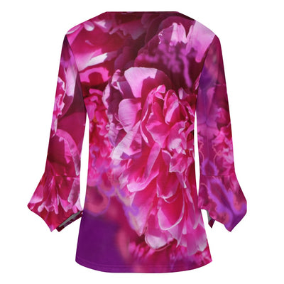 Women's ruffled petal sleeve top