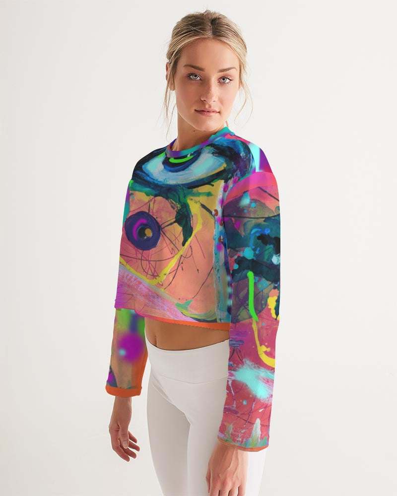 Eye Abstraction Women's All-Over Print Cropped Sweatshirt