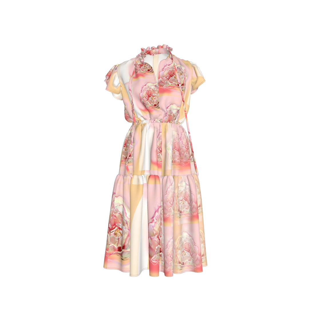 midi pink peony dress women Pink Peony Floral Women's Midi Dress — Original Artwork Womens Dress